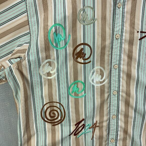 Vintage Miskeen Originals Mens Shirt 4X Button Up Urban Hip Hop Hand Painted Tan - Picture 4 of 12
